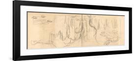 Weeping Willows Reflecting and Nympheas (Pencil on Paper)-Claude Monet-Framed Premium Giclee Print