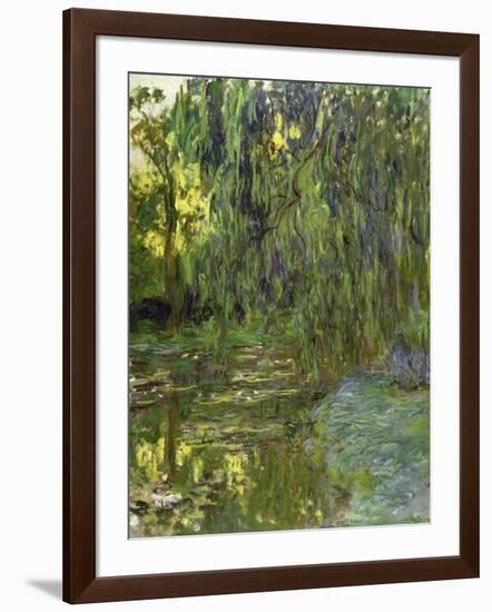 Weeping Willows, the Waterlily Pond at Giverny, C.1918-Claude Monet-Framed Giclee Print