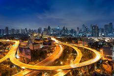 Bangkok Cityscape. Bangkok Night View in the Business District.-weerasak saeku-Framed Photographic Print
