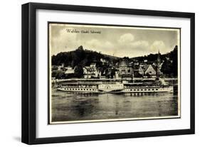 Wehlen Elbe, Sächs. Schweiz, Dampfer Dresden, Ort-null-Framed Giclee Print