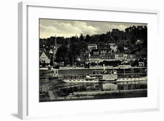 Wehlen Pötzscha Elbe, Dampfer Riesa, Elbterrasse-null-Framed Giclee Print