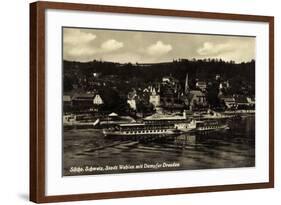 Wehlen Sächs, Schweiz, Dampfer Dresden, Fluss, Häuser-null-Framed Giclee Print