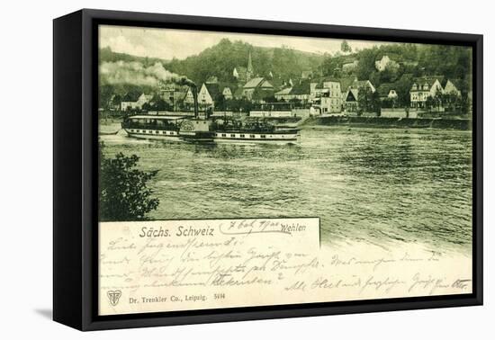 Wehlen Sächs, Schweiz, Dampfer Prinz Georg, Ort, Elbe-null-Framed Stretched Canvas