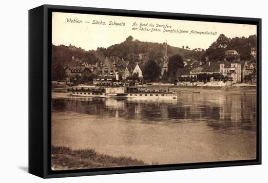 Wehlen Sächsische Schweiz, Dampfer Löschwitz A. Elbe-null-Framed Stretched Canvas