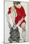 Weibliches Modell in feuerroter Jacke und Hose. 1914-Egon Schiele-Mounted Giclee Print