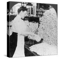 Weighing and Sorting Raw Silk Skeins, South Manchester, Connecticut, USA, Early 20th Century-null-Stretched Canvas