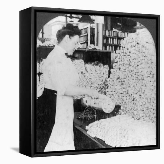 Weighing and Sorting Raw Silk Skeins, South Manchester, Connecticut, USA, Early 20th Century-null-Framed Stretched Canvas