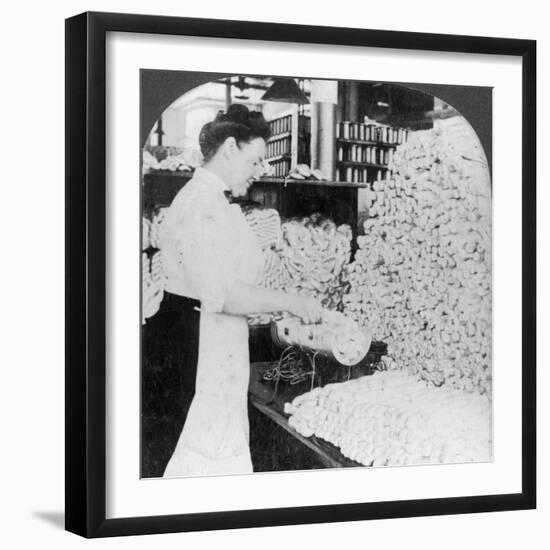 Weighing and Sorting Raw Silk Skeins, South Manchester, Connecticut, USA, Early 20th Century-null-Framed Photographic Print