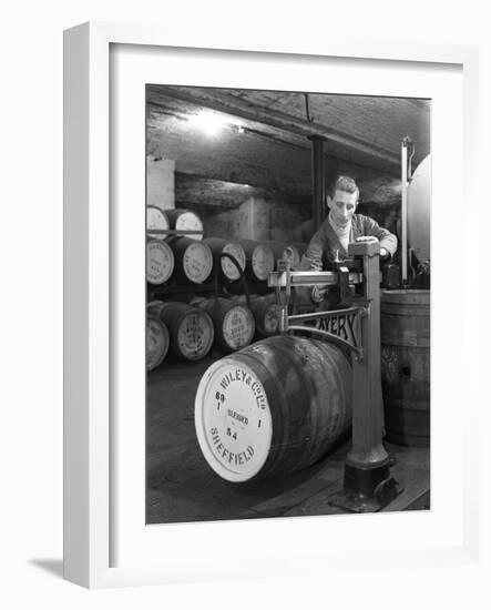 Weighing Barrels of Blended Whisky at Wiley and Co, Sheffield, South Yorkshire, 1960-Michael Walters-Framed Photographic Print