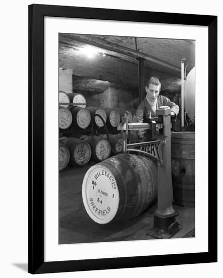 Weighing Barrels of Blended Whisky at Wiley and Co, Sheffield, South Yorkshire, 1960-Michael Walters-Framed Photographic Print