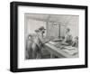 Weighing Gold at the Bank in Klondike Canada-Julius M. Price-Framed Art Print