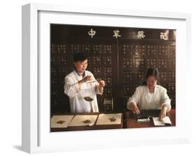 Weighing Herbal Medicine, Beijing, China-Keren Su-Framed Photographic Print