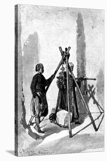 Weighing of the Blocks of Stone, Egypt, 1880-R Brandamour-Stretched Canvas