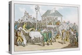 Weighing the Jockeys and Rubbing Down the Horses Before a Race-Thomas Rowlandson-Stretched Canvas