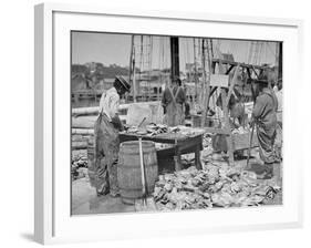 Weighing Up the Catch, Gloucester, Mass.-null-Framed Photo