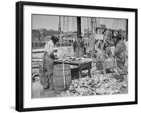 Weighing Up the Catch, Gloucester, Mass.-null-Framed Photo