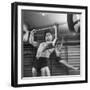 Weightlifter Charlie Morris at Southtown YMCA Working Out While Bob Byerwalter Works on Stall Bar-Ralph Crane-Framed Photographic Print