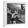 Weightlifter Charlie Morris at Southtown YMCA Working Out While Bob Byerwalter Works on Stall Bar-Ralph Crane-Framed Photographic Print