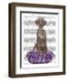 Weimaraner on Purple Cushion-Fab Funky-Framed Art Print