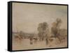 Weir and Cattle-J. M. W. Turner-Framed Stretched Canvas