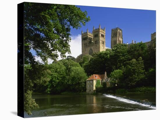 Weir Below Durham Cathedral, Durham, England, United Kingdom, Europe-null-Stretched Canvas