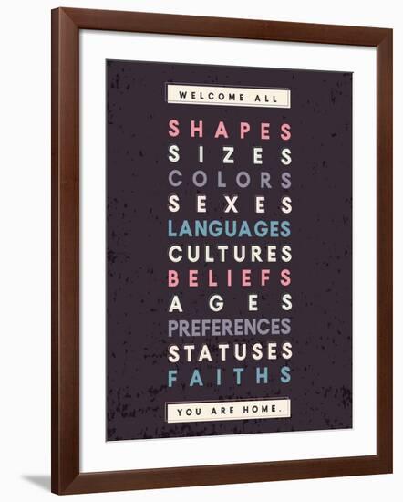 Welcome All Print In Grey-Kindred Sol Collective-Framed Art Print