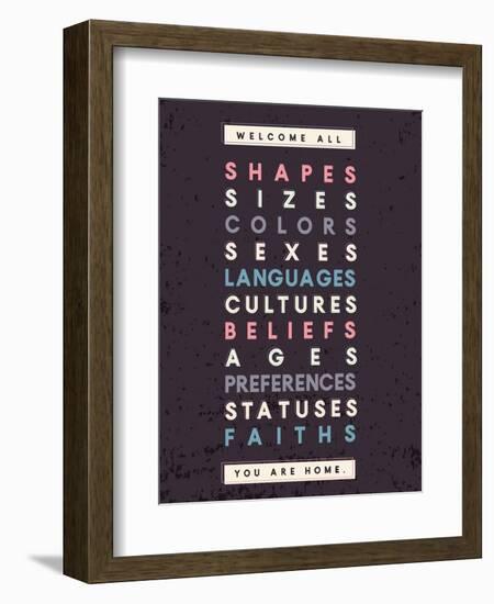 Welcome All Print In Grey-Kindred Sol Collective-Framed Art Print