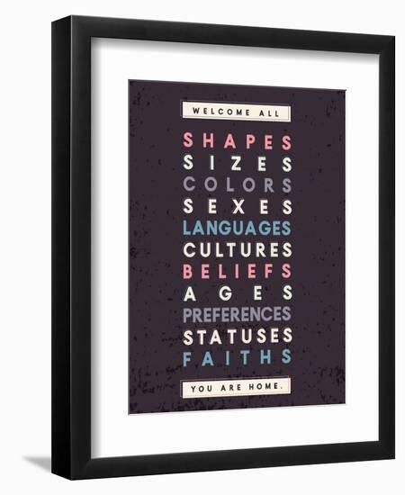 Welcome All Print In Grey-Kindred Sol Collective-Framed Art Print