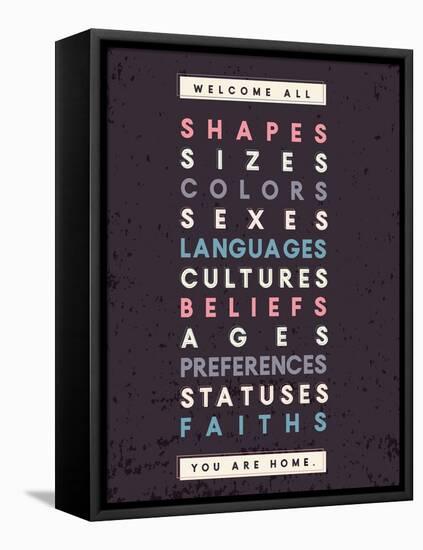 Welcome All Print In Grey-Kindred Sol Collective-Framed Stretched Canvas