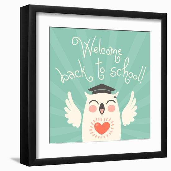 Welcome Back to School. Card with an Owl.-Baksiabat-Framed Art Print