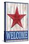 Welcome Barn Starred White Blue-Melinda Hipsher-Stretched Canvas