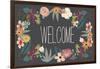 Welcome Bouquet in Grey-Lila Fe-Framed Art Print