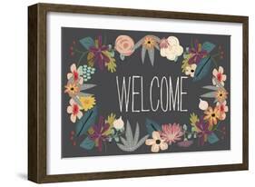 Welcome Bouquet in Grey-Lila Fe-Framed Art Print