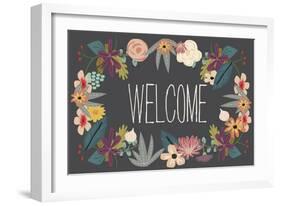 Welcome Bouquet in Grey-Lila Fe-Framed Art Print