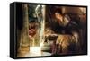 Welcome Footsteps-Sir Lawrence Alma-Tadema-Framed Stretched Canvas