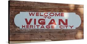 Welcome greeting sign of Heritage City Vigan, Ilocos Sur, Philippines-null-Stretched Canvas