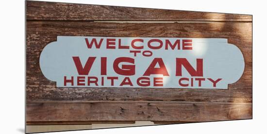 Welcome greeting sign of Heritage City Vigan, Ilocos Sur, Philippines-null-Mounted Photographic Print