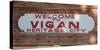Welcome greeting sign of Heritage City Vigan, Ilocos Sur, Philippines-null-Stretched Canvas