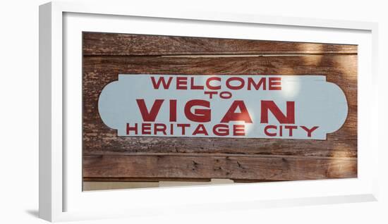 Welcome greeting sign of Heritage City Vigan, Ilocos Sur, Philippines-null-Framed Photographic Print