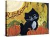 Welcome Halloween Black Cat-sylvia pimental-Stretched Canvas