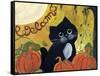 Welcome Halloween Black Cat-sylvia pimental-Framed Stretched Canvas