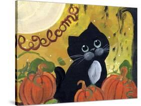 Welcome Halloween Black Cat-sylvia pimental-Stretched Canvas