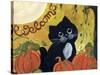 Welcome Halloween Black Cat-sylvia pimental-Stretched Canvas