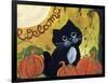 Welcome Halloween Black Cat-sylvia pimental-Framed Art Print