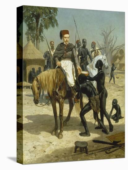 Welcome of an Explorer in an African Village (An Exotic Visitor), 1857-Jules Didier-Stretched Canvas