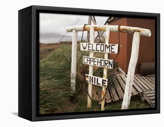 Welcome Sign, Cape Horn Island, Chile, South America-Ken Gillham-Framed Stretched Canvas