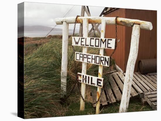 Welcome Sign, Cape Horn Island, Chile, South America-Ken Gillham-Stretched Canvas