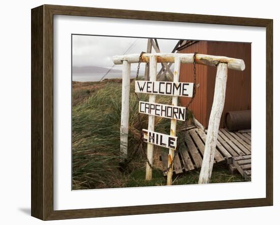 Welcome Sign, Cape Horn Island, Chile, South America-Ken Gillham-Framed Photographic Print