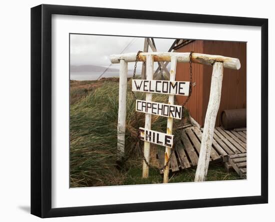 Welcome Sign, Cape Horn Island, Chile, South America-Ken Gillham-Framed Photographic Print