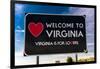 Welcome sign, entrance to the state of Virgina-null-Framed Photographic Print